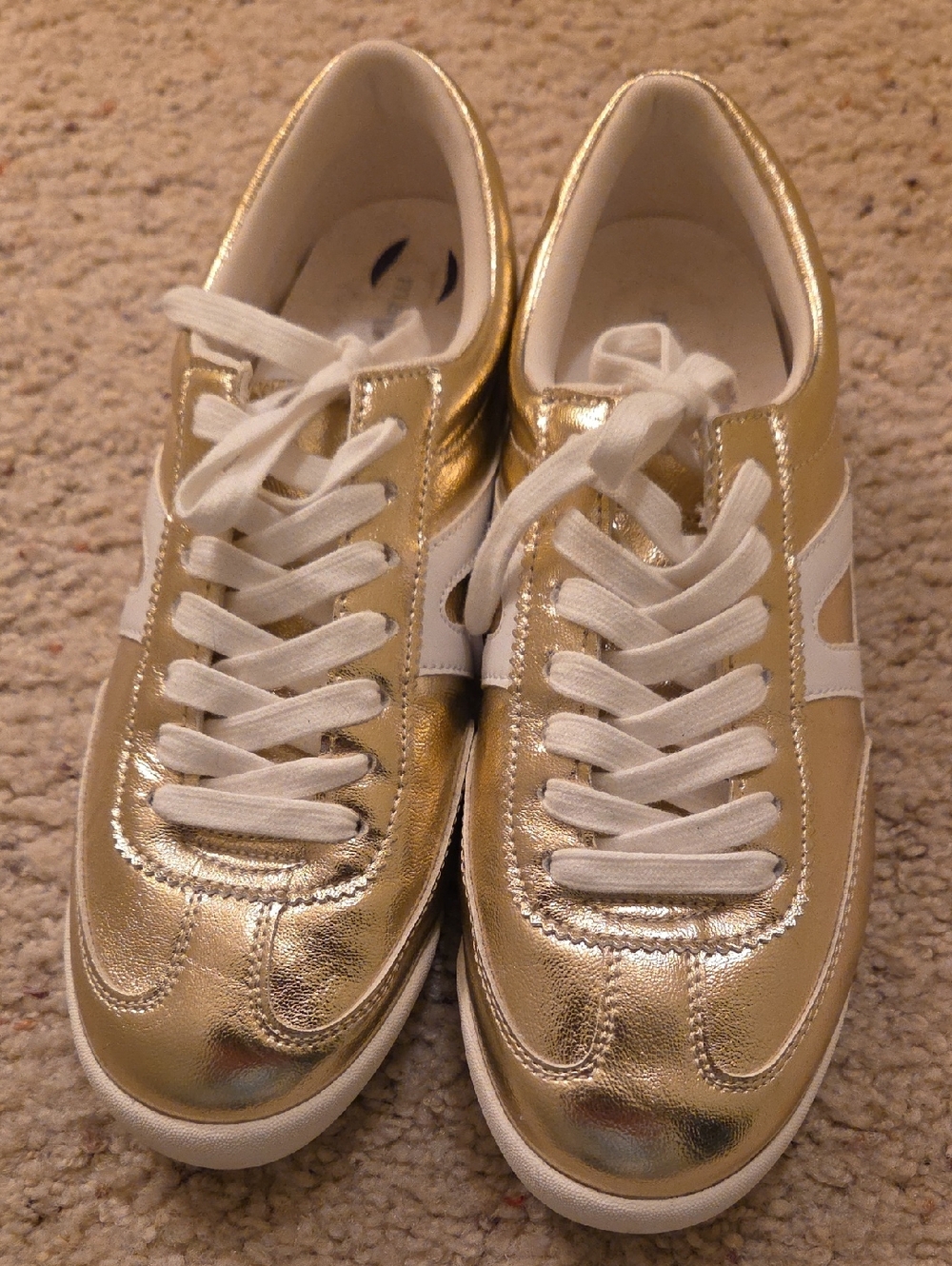 Madden Girl Gold and White Metallic Lace-Up Sneakers